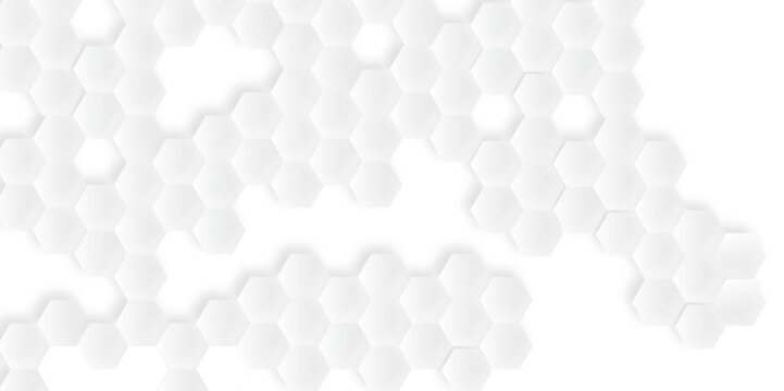 Gray hexagon with shadow like honeycomb seamless geometric polygonal repeatable pattern abstract monochrome element vector illustrator design in white background used as wallpaper, business card etc.