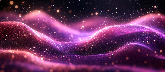 Abstract shimmering, sparkling, wavy, dynamic, particles,  background.