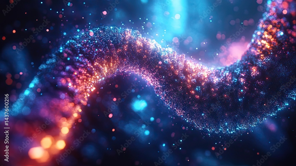 Poster futuristic 3d dna helix rendering for genetic engineering concepts