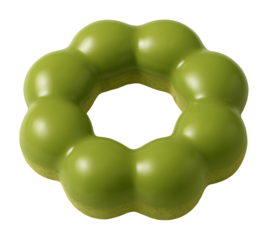 matcha green tea mochi donut isolated on transparent background