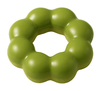 matcha green tea mochi donut isolated on transparent background