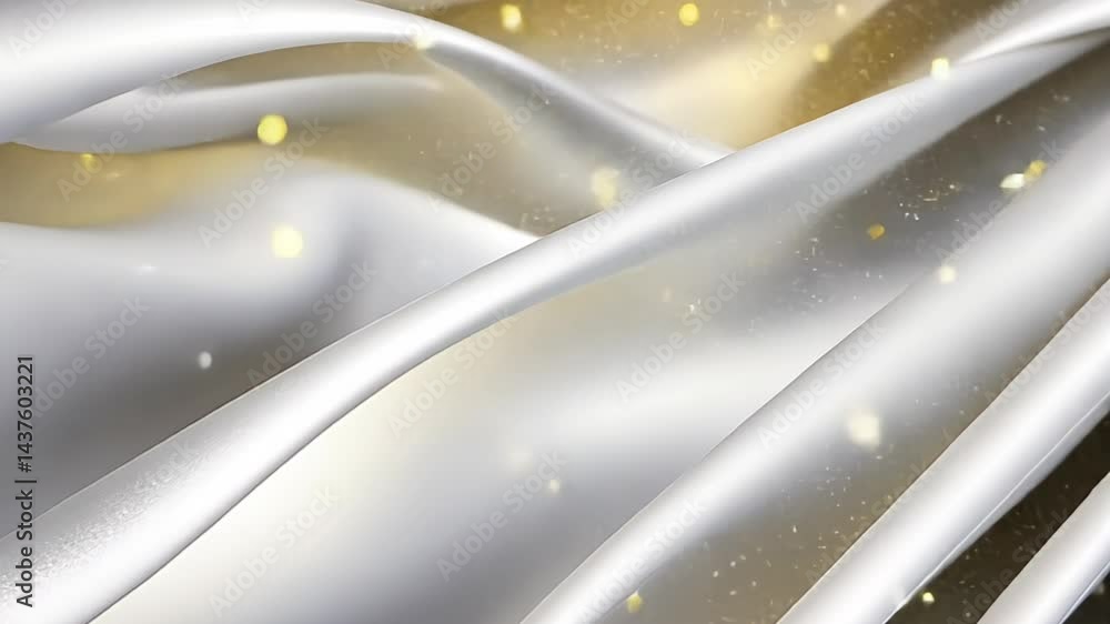 Poster captivating silver fabric flows gracefully in a soft, dreamy light creating an enchanting atmosphere