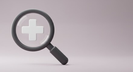 Obraz premium Magnifying Glass Focus on Plus Sign Symbol Concept