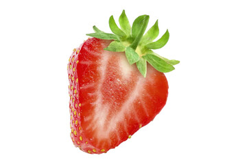 Fresh Strawberry Half Isolated on Transparent Background