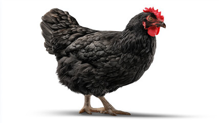 Special Black Female Hen Isolated On White Background