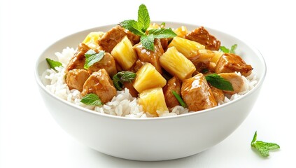 Savory chicken and pineapple over rice
