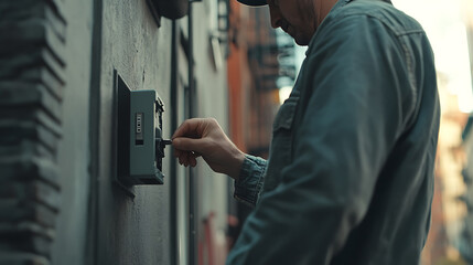 Man Unlocking a Door with a Key