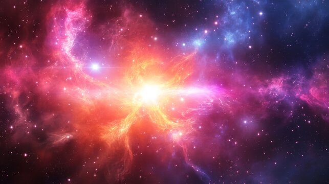 Vibrant Cosmic Nebula with Glowing Center