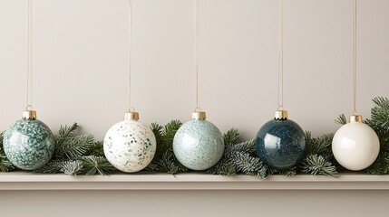 Christmas baubles chaos on a festive mantel living room decorative elements cozy atmosphere close-up holiday spirit
