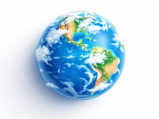 A beautifully rendered 3D image of Earth, showcasing its continents and surrounded by clouds.
