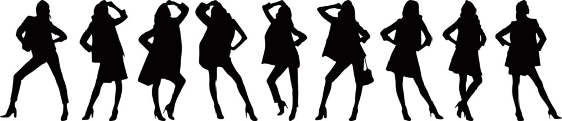 silhouette of a woman pose .collection of women's silhouettes