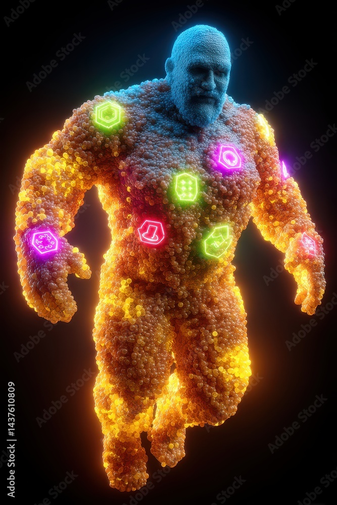Poster abstract representation of science week with colorful minimalist figure in double exposure style