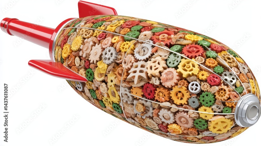 Aufkleber creative british science composition featuring colorful gears in a flat style design with double exp