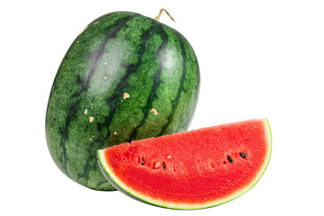 Whole and Sliced Watermelon: Fresh, Juicy Melon on Transparent Background | High-Quality Food Photography