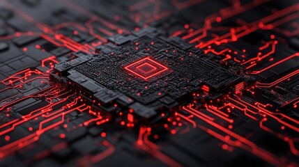 Red Circuits: A Glowing Microchip
