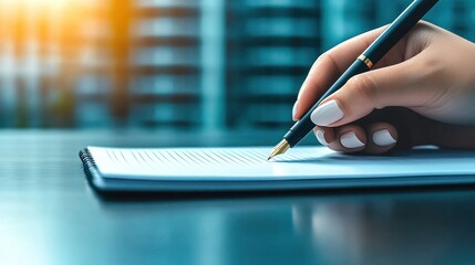 Woman's Hand Writing in a Notebook