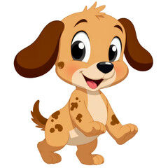 Cartoon Puppy Dog Walking, Brown Spots, Happy, transparent background