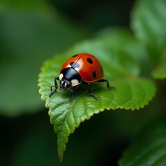 Fototapeta premium Red and Black Ladybug: A Symbol of Summer and Garden Life