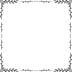 Wildflowers Frames. Botanical Floral border. black and white flower with transparent background