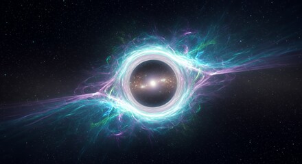 Cosmic Event Horizon: A mesmerizing view of a wormhole traversing the cosmos, energy radiating in vibrant hues.