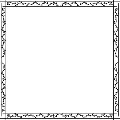 square frame with black and white transparent background. border motif floral