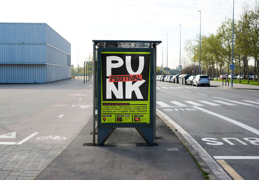 Mockup Showcasing an Urban Bus Stop shelter for Design