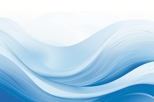 An abstract soft, minimalist swirl of calm blue water, blue wave background