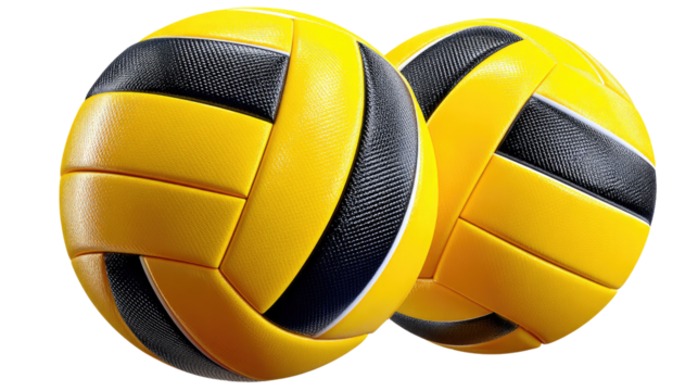 Volleyball close-up: A close-up shot of two vibrant volleyballs, ready for action, their bold colors and textures inviting players into a game.
