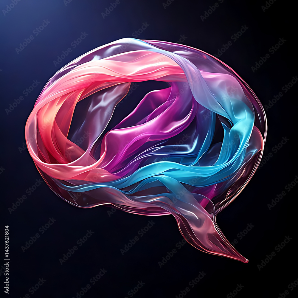 Poster flowing colorful silks in motion abstract art digital creation vibrant environment close-up view