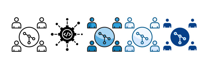 Code Collaboration Icon Set Multiple Style Collection