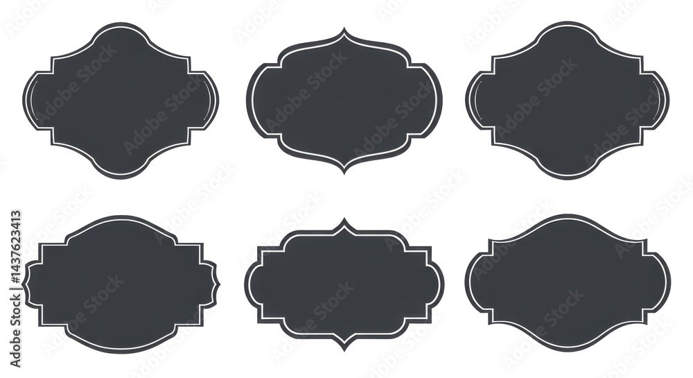 Aufkleber illustration of a rectangular frame made of intertwined branches and green leaves on a white backgro