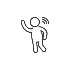 Fototapeta premium Waving Person Line Icon for Greeting Cards, Social Media Apps, Communication Platforms, Welcome Pages, Customer Service Materials and Friendly User Interfaces