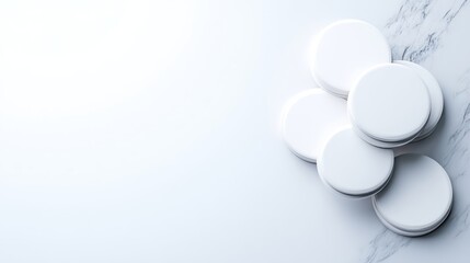 Simple white circles on marble background