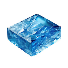 Obraz premium Stunning Blue Crystal Block with Intricate Facets and Reflections, Ideal for Home Decor or Art Display on transparent background