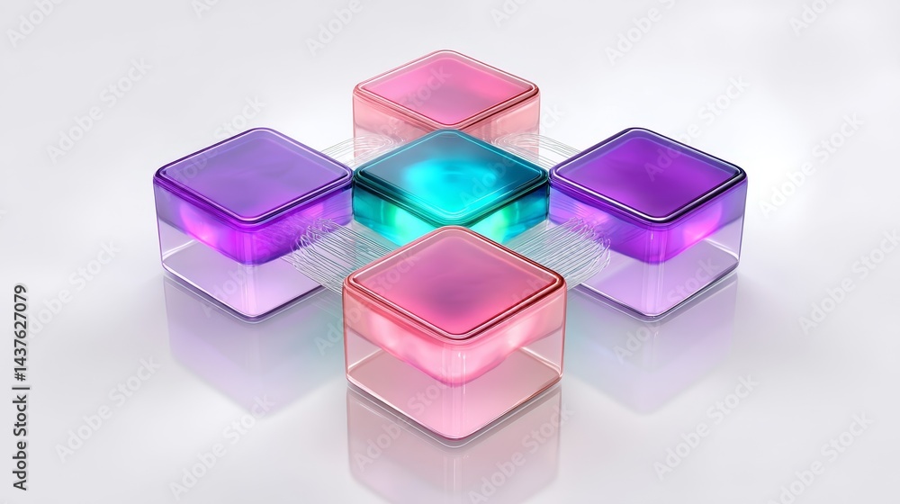 Poster smart network hub design digital environment 3d visualization modern technology futuristic concept