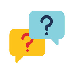 Colorful Question Marks in Chat Bubbles - Modern FAQ Icon Set