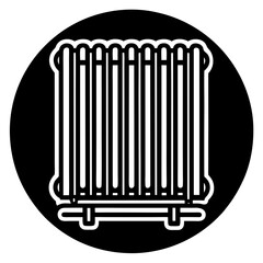 Radiator Heater Icon in Black Circle - Minimalist Heating Symbol