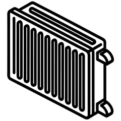 Car Radiator Icon - Minimalist Engine Cooling System Line Art