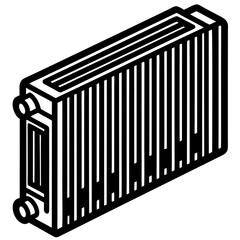Car Radiator Icon - Minimalist Engine Cooling System Line Art