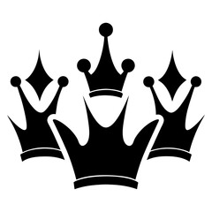 Black Crown Silhouette Icons - Royal King and Queen Clipart