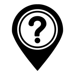Black Map Pin with Question Mark - Navigation Inquiry and Help Symbol