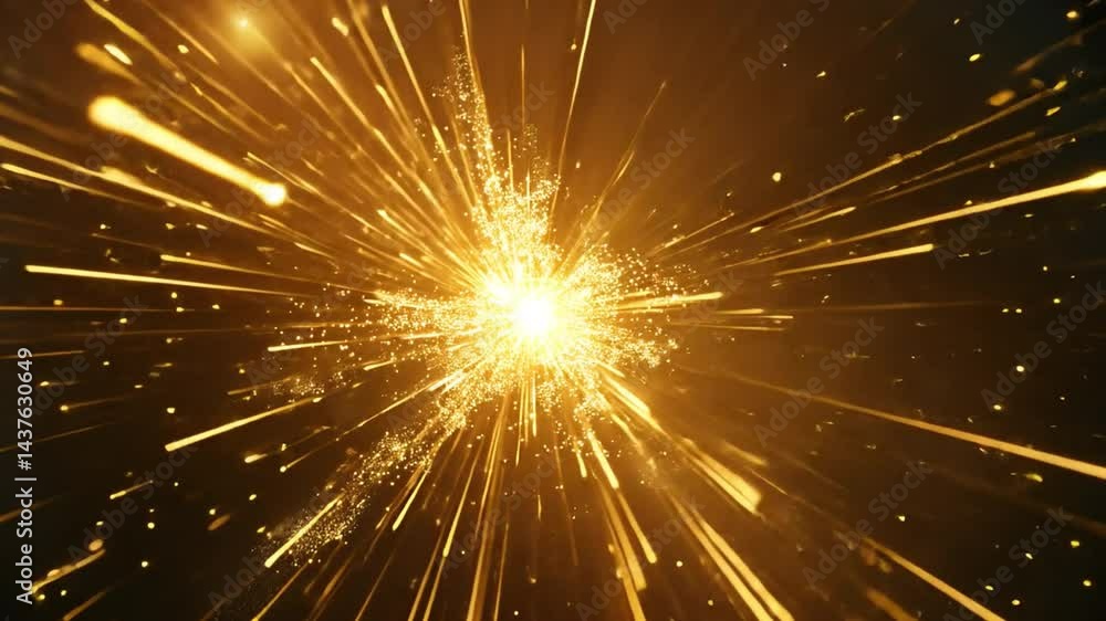 Aufkleber golden sparks radiate in dazzling explosion, creating mesmerizing display of light and energy that c