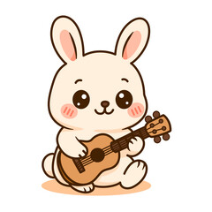 Vector rabbit playing guitar