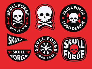 Naklejka premium Skull Logo Set – Vintage Badge and Emblem Designs