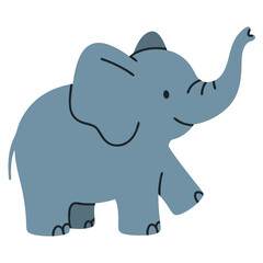 Obraz premium Playful Cartoon Elephant Illustration in Soft Blue Color for Kids and Educational Purposes