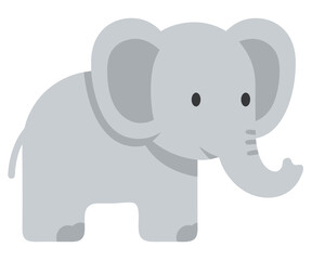 Obraz premium Cute and Friendly Cartoon Elephant Character with Simple Design for Kids and Educational Material