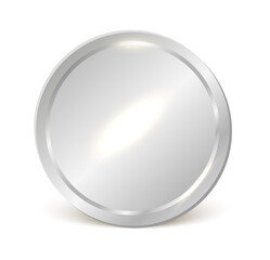 A reflective silver medal or coin with a metallic finish, representing second-place achievements, excellence, and success.