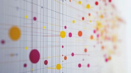 Abstract colorful dots and lines forming a visually striking design on a white background