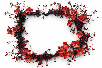 Obraz premium Dynamic Floral Frame with Lava Effect on Pure White Base