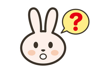 不思議でポカンとした表情のかわいいうさぎさんの顔のイラスト